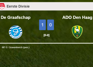 De Graafschap tops ADO Den Haag 1-0 with a late goal scored by D. Gravenberch