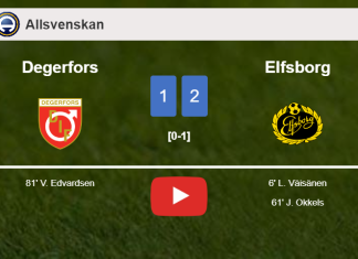 Elfsborg prevails over Degerfors 2-1. HIGHLIGHTS