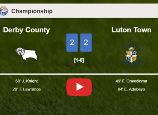 Derby County and Luton Town draw 2-2 on Tuesday. HIGHLIGHTS