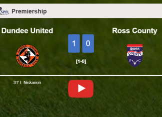 Dundee United defeats Ross County 1-0 with a goal scored by I. Niskanen. HIGHLIGHTS