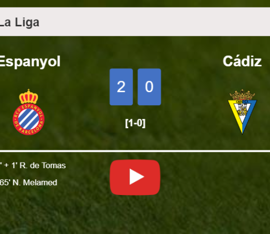 Espanyol tops Cádiz 2-0 on Monday. HIGHLIGHTS