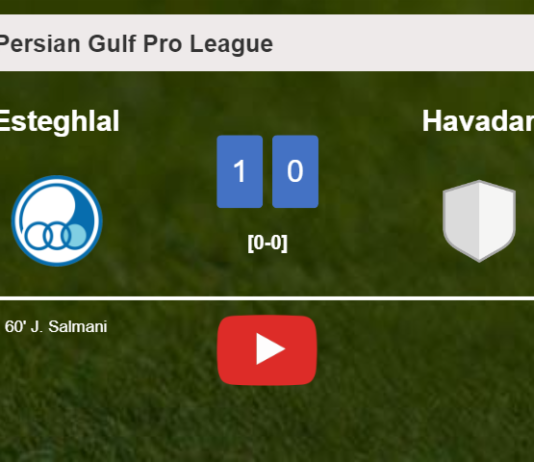 Esteghlal prevails over Havadar 1-0 with a goal scored by J. Salmani. HIGHLIGHTS