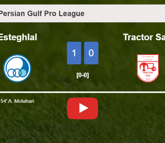Esteghlal beats Tractor Sazi 1-0 with a goal scored by A. Motahari. HIGHLIGHTS