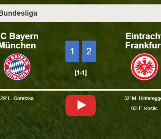 Eintracht Frankfurt recovers a 0-1 deficit to best FC Bayern München 2-1. HIGHLIGHTS