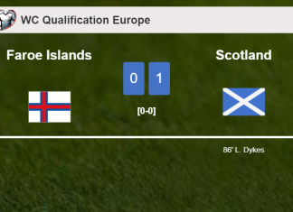Scotland beats Faroe Islands 1-0 with a late goal scored by L. Dykes