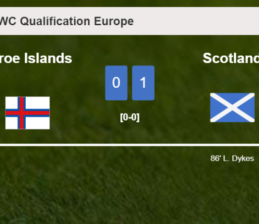 Scotland beats Faroe Islands 1-0 with a late goal scored by L. Dykes