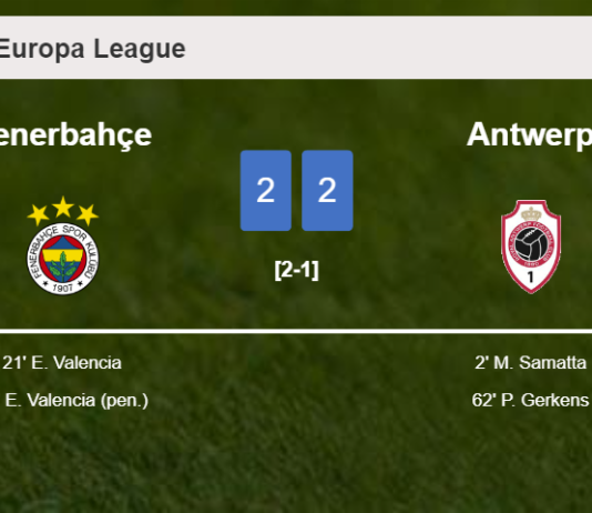 Fenerbahçe and Antwerp draw 2-2 on Thursday