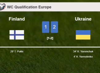 Ukraine overcomes Finland 2-1