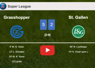 Grasshopper wipes out St. Gallen 5-2 with a superb performance. HIGHLIGHTS