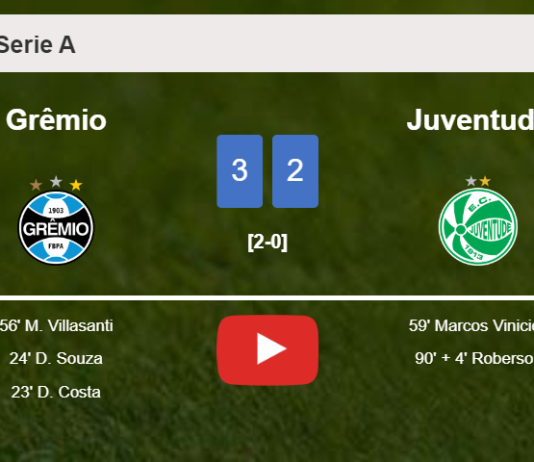 Grêmio defeats Juventude 3-2. HIGHLIGHTS