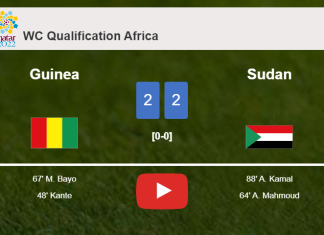 Guinea and Sudan draw 2-2 on Saturday. HIGHLIGHTS