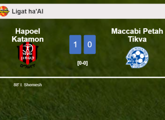 Hapoel Katamon tops Maccabi Petah Tikva 1-0 with a late goal scored by I. Shemesh