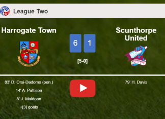 Harrogate Town wipes out Scunthorpe United 6-1 playing a great match. HIGHLIGHTS