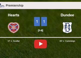 Hearts and Dundee draw 1-1 on Saturday. HIGHLIGHTS