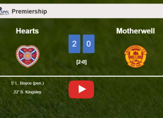 Hearts overcomes Motherwell 2-0 on Saturday. HIGHLIGHTS
