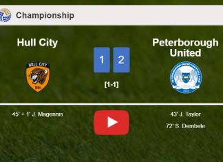 Peterborough United tops Hull City 2-1. HIGHLIGHTS