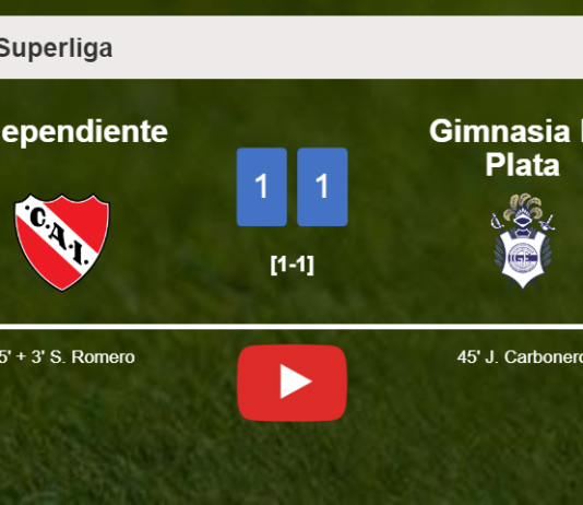 Independiente and Gimnasia La Plata draw 1-1 on Monday. HIGHLIGHTS