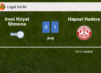 Hapoel Hadera prevails over Ironi Kiryat Shmona 1-0 with a goal scored by D. Lababidi