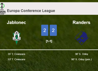 Jablonec and Randers draw 2-2 on Thursday