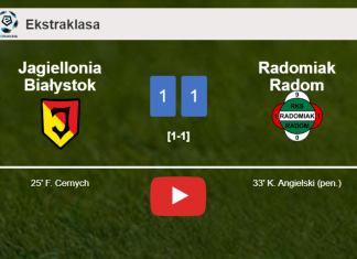 Jagiellonia Białystok and Radomiak Radom draw 1-1 on Monday. HIGHLIGHTS