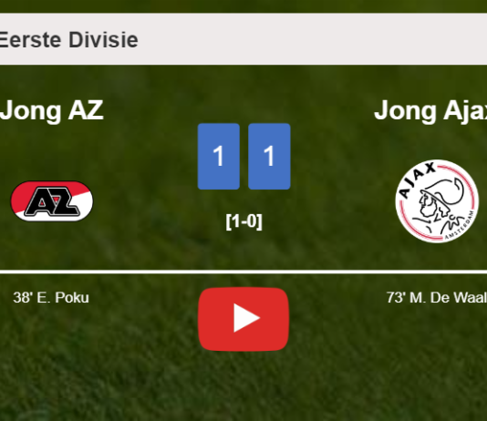 Jong AZ and Jong Ajax draw 1-1 on Monday. HIGHLIGHTS