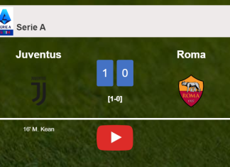 Juventus beats Roma 1-0 with a goal scored by M. Kean. HIGHLIGHTS