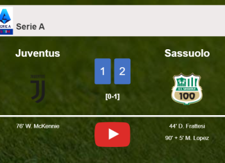 Sassuolo seizes a 2-1 win against Juventus. HIGHLIGHTS