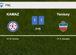 KAMAZ and Yenisey draw 1-1 on Wednesday