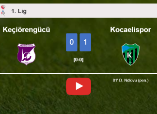 Kocaelispor prevails over Keçiörengücü 1-0 with a goal scored by D. Ndlovu. HIGHLIGHTS