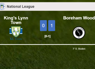 Boreham Wood beats King's Lynn Town 1-0 with a goal scored by S. Boden
