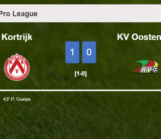 Kortrijk defeats KV Oostende 1-0 with a goal scored by P. Gueye