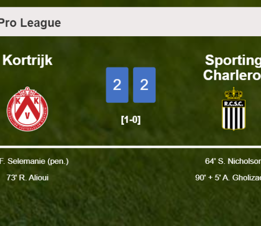 Kortrijk and Sporting Charleroi draw 2-2 on Saturday