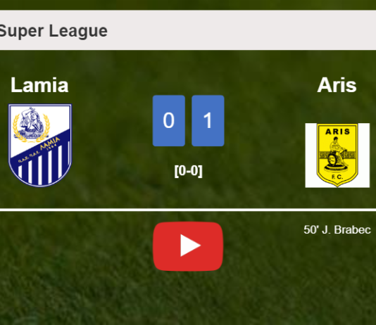 Aris beats Lamia 1-0 with a goal scored by J. Brabec. HIGHLIGHTS