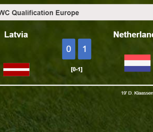 Netherlands beats Latvia 1-0 with a goal scored by D. Klaassen