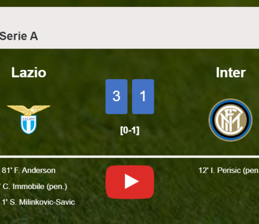 Lazio overcomes Inter 3-1 after recovering from a 0-1 deficit. HIGHLIGHTS