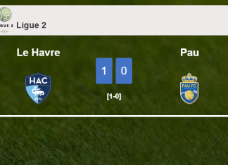 Le Havre tops Pau 1-0 with a late and unfortunate own goal from L. Kouassi