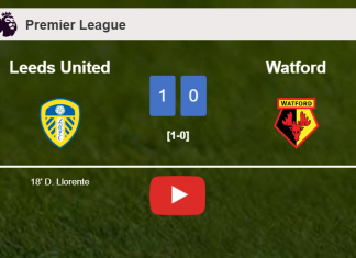 Leeds United beats Watford 1-0 with a goal scored by D. Llorente. HIGHLIGHTS