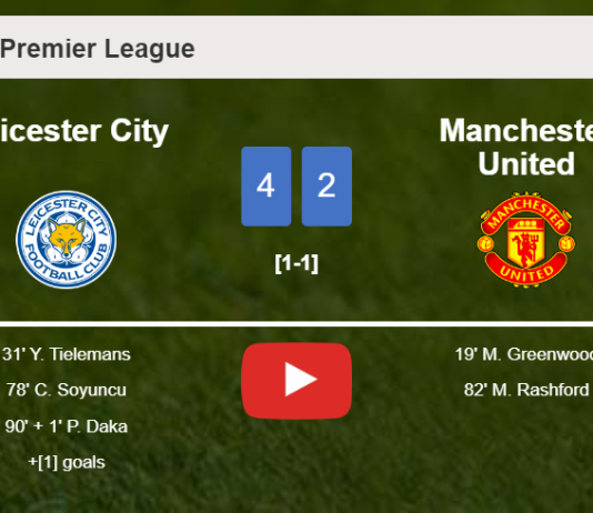 Leicester City defeats Manchester United 4-2. HIGHLIGHTS