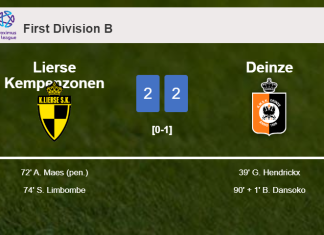 Lierse Kempenzonen and Deinze draw 2-2 on Saturday
