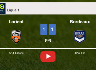 Lorient and Bordeaux draw 1-1 on Sunday. HIGHLIGHTS