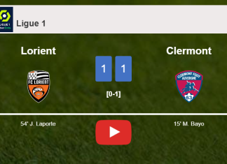 Lorient and Clermont draw 1-1 on Sunday. HIGHLIGHTS