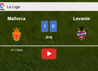 Mallorca defeats Levante 1-0 with a goal scored by I. Baba. HIGHLIGHTS