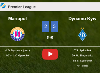 Dynamo Kyiv demolishes Mariupol 3-2 with 2 goals from S. Sydorchuk. HIGHLIGHTS