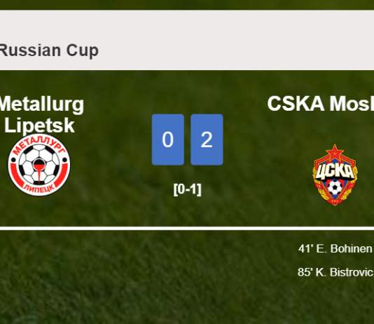 CSKA Moskva beats Metallurg Lipetsk 2-0 on Tuesday
