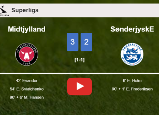 Midtjylland prevails over SønderjyskE 3-2. HIGHLIGHTS