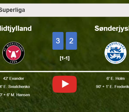 Midtjylland prevails over SønderjyskE 3-2. HIGHLIGHTS