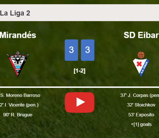 Mirandés and SD Eibar draw a frantic match 3-3 on Saturday. HIGHLIGHTS