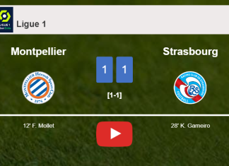 Montpellier and Strasbourg draw 1-1 on Saturday. HIGHLIGHTS