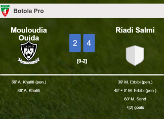 Riadi Salmi overcomes Mouloudia Oujda 4-2
