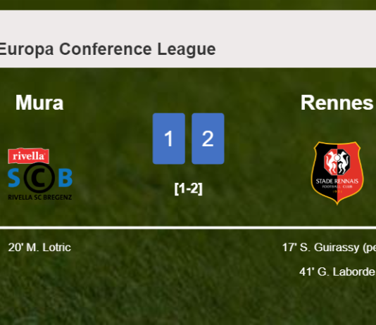 Rennes conquers Mura 2-1